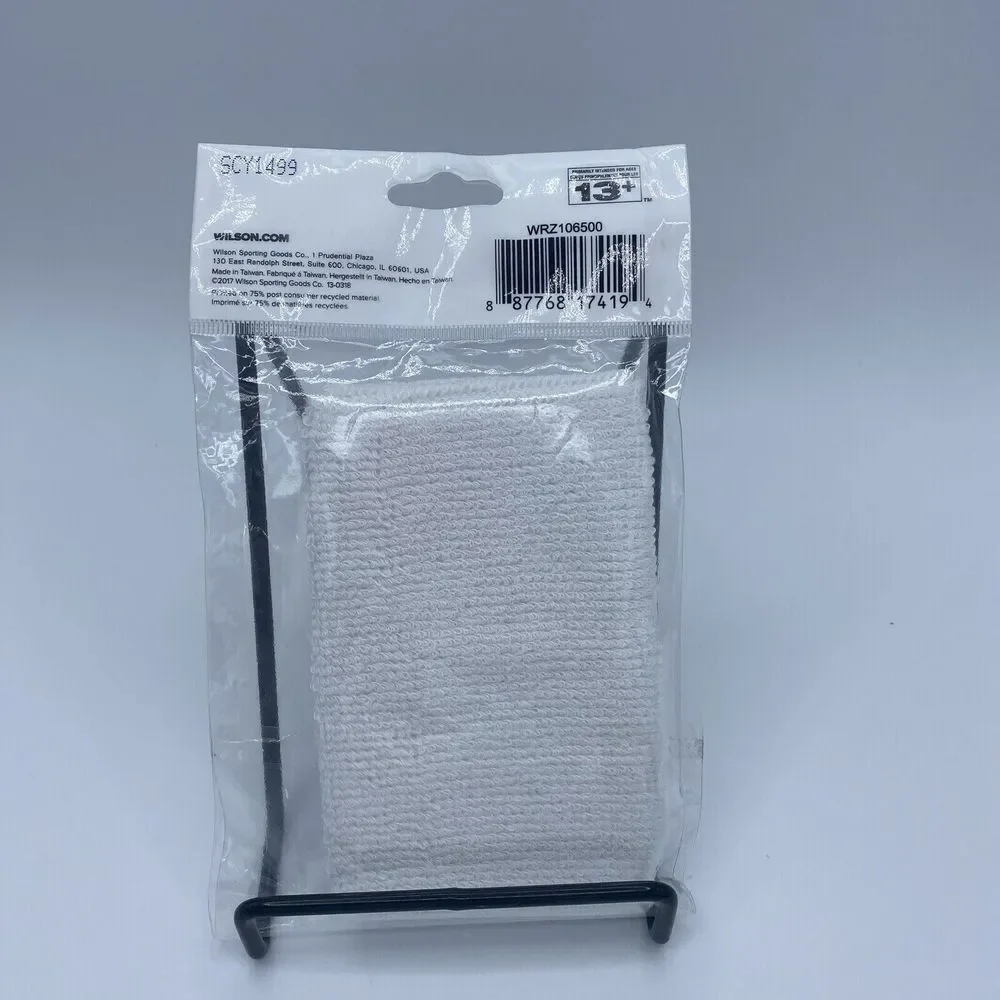 Wilson White Wrist Band New Sealed Tennis Equipment‎ Accessory Adult WRZ106500